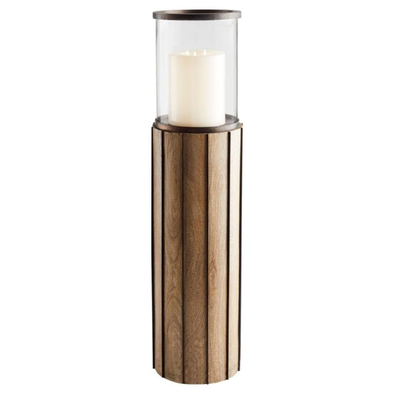 tall mango wood column candle hurricane 