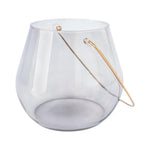 smoked glass short candle hurricane brass handle