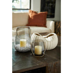 smoked glass short candle hurricane brass handle
