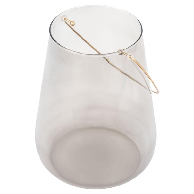 smoked glass tall candle hurricane brass handle