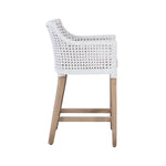 counter stool white cane back sides cream cushion light wood legs