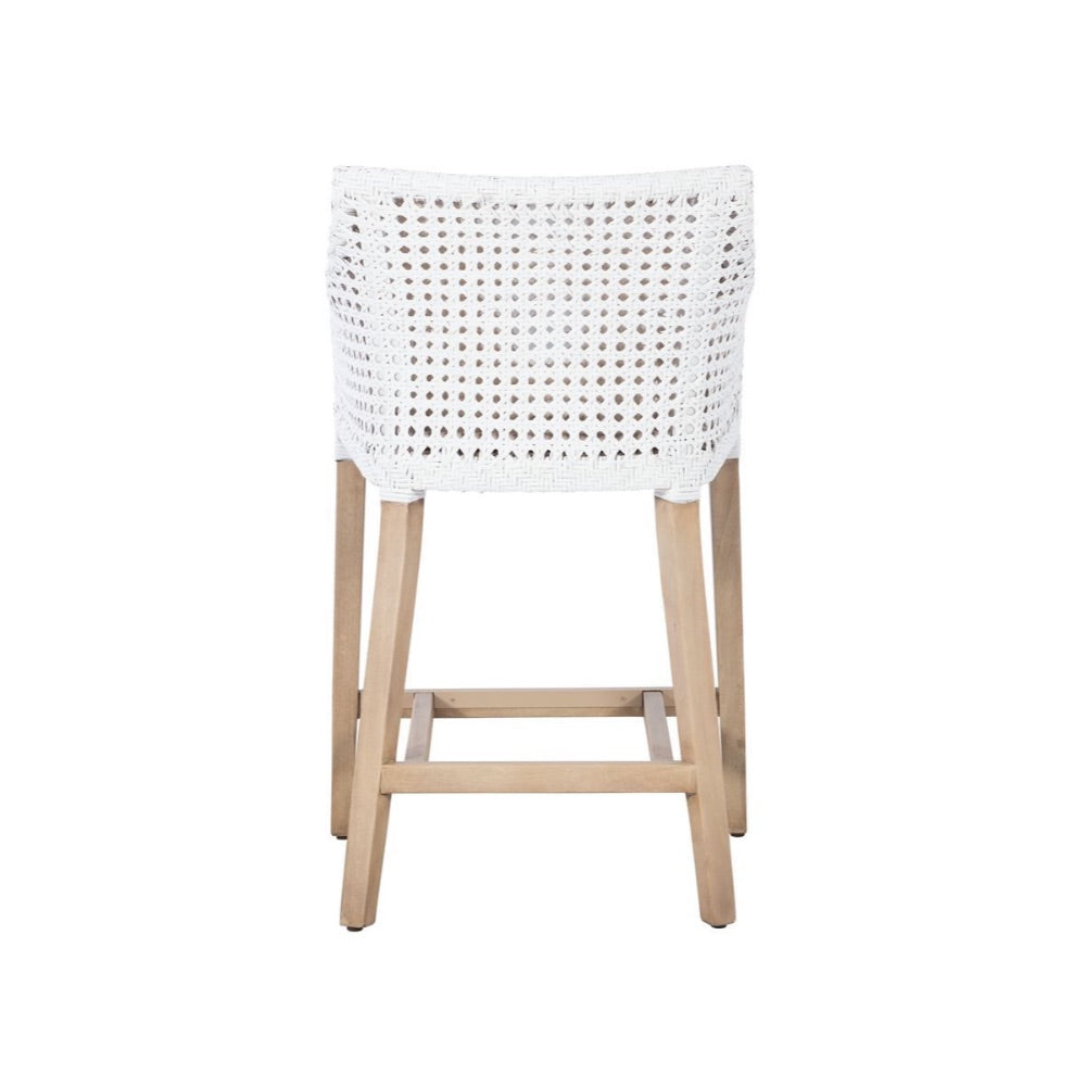 counter stool white cane back sides cream cushion light wood legs