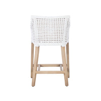 counter stool white cane back sides cream cushion light wood legs