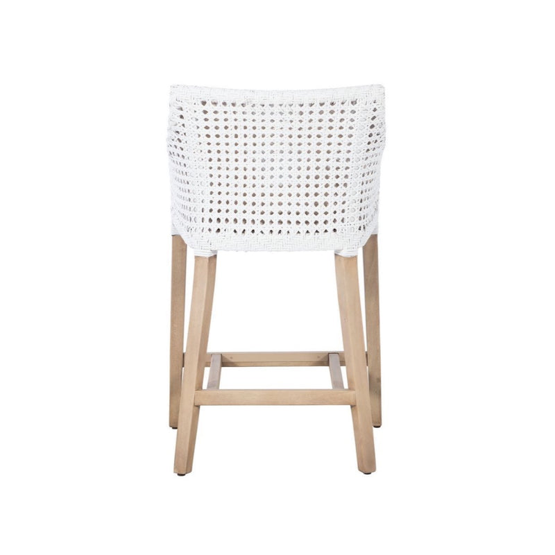 counter stool white cane back sides cream cushion light wood legs