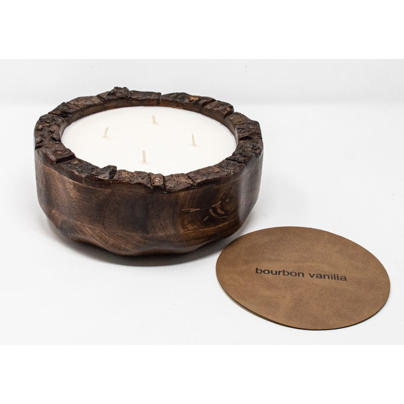 four wick round wood candle
