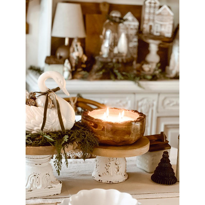 round wood candle christmas decor