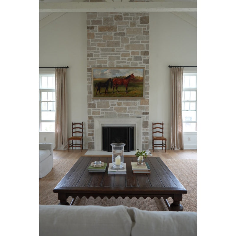 elm square coffee table in living room dark wood