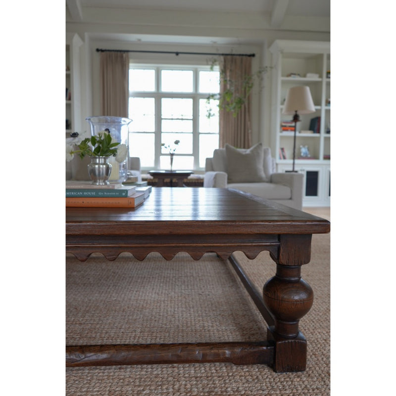 elm square coffee table in living room dark wood