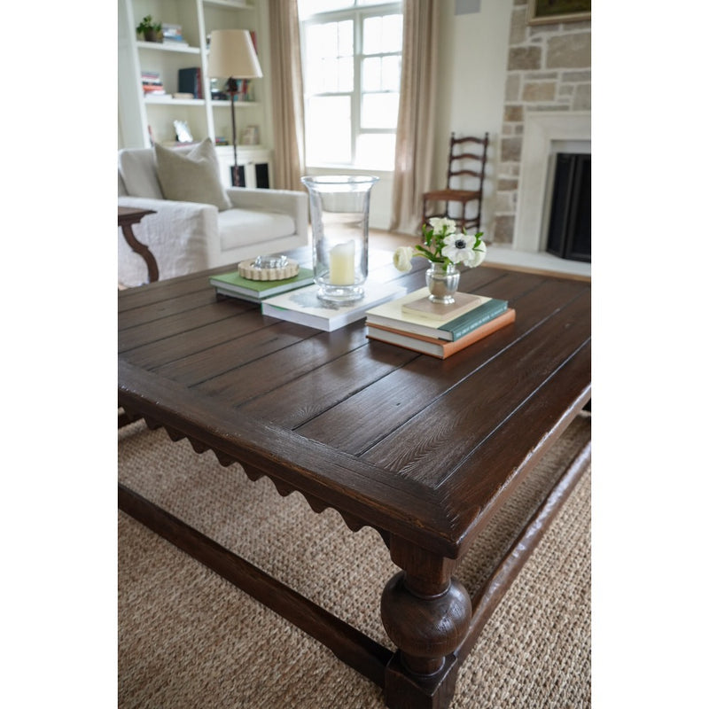 elm square coffee table in living room dark wood