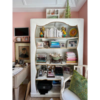 bookcase white gold shelves hand finished