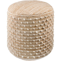 neutral outdoor pouf raw edge woven