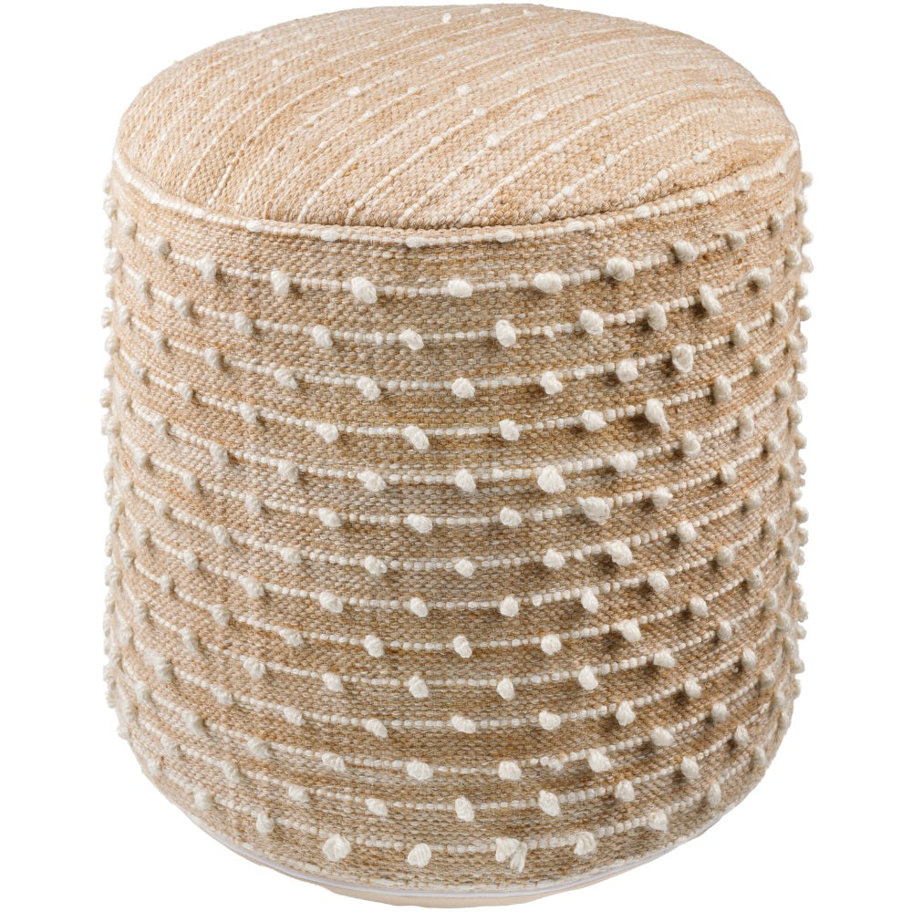 neutral outdoor pouf raw edge woven
