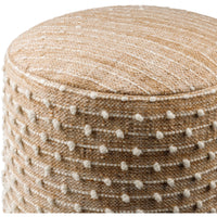 neutral outdoor pouf raw edge woven