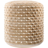 neutral outdoor pouf raw edge woven