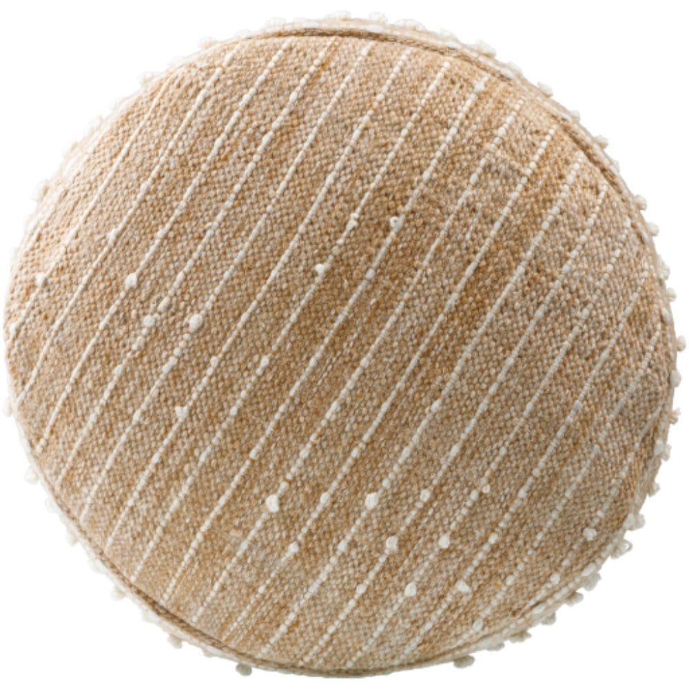 neutral outdoor pouf raw edge woven