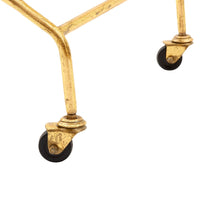 gold leaf metal tempered glass shelf bar cart 