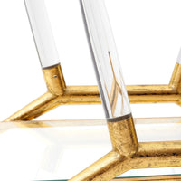 gold leaf metal tempered glass shelf bar cart 
