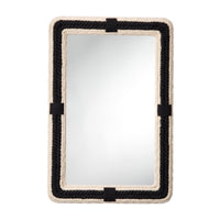 rectangle wall mirror braided rope frame black off-white