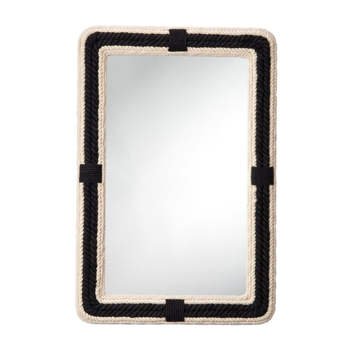 rectangle wall mirror braided rope frame black off-white