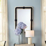 rectangle wall mirror braided rope frame black off-white