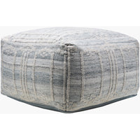 outdoor pouf blue cream tan woven square