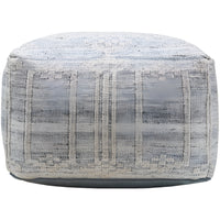 outdoor pouf blue cream tan woven square