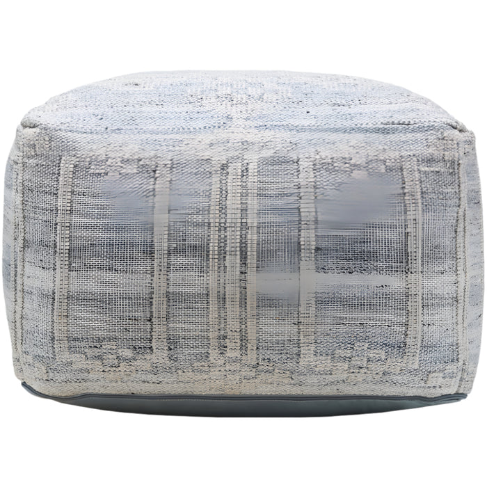 outdoor pouf blue cream tan woven square