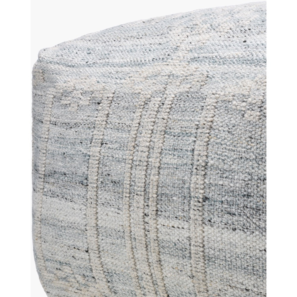outdoor pouf blue cream tan woven square