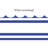 BSEID Children's Coloring Paper Placemat Pad features blue waves and "Who's swimming?" for a playful mealtime.