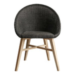occasional chair teak base dark woven rattan seat
