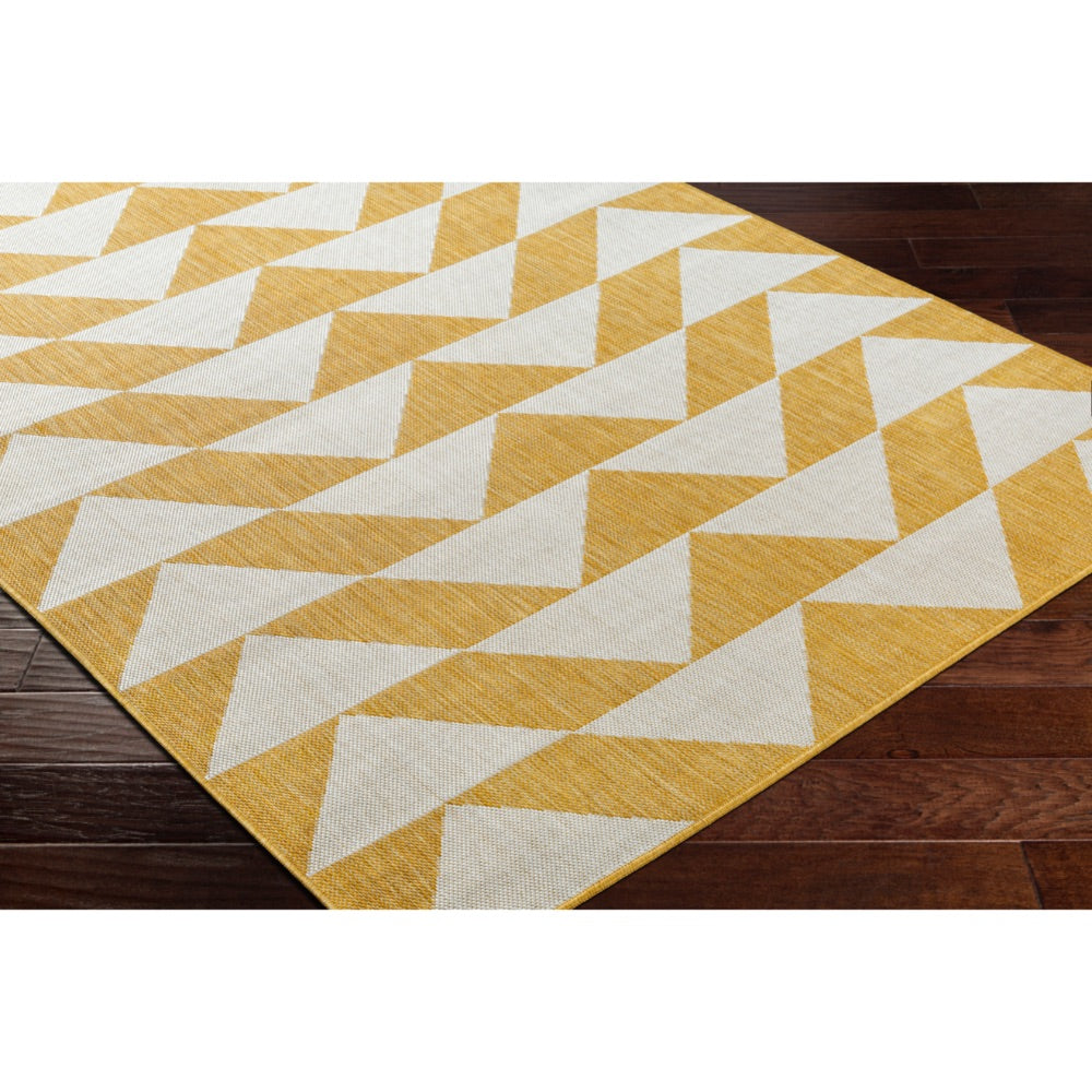 area rug triangle pattern yellow