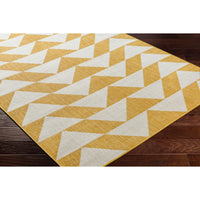 area rug triangle pattern yellow