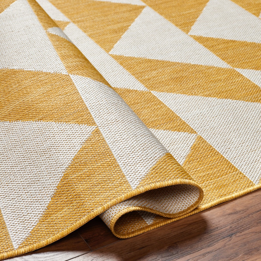 area rug triangle pattern yellow
