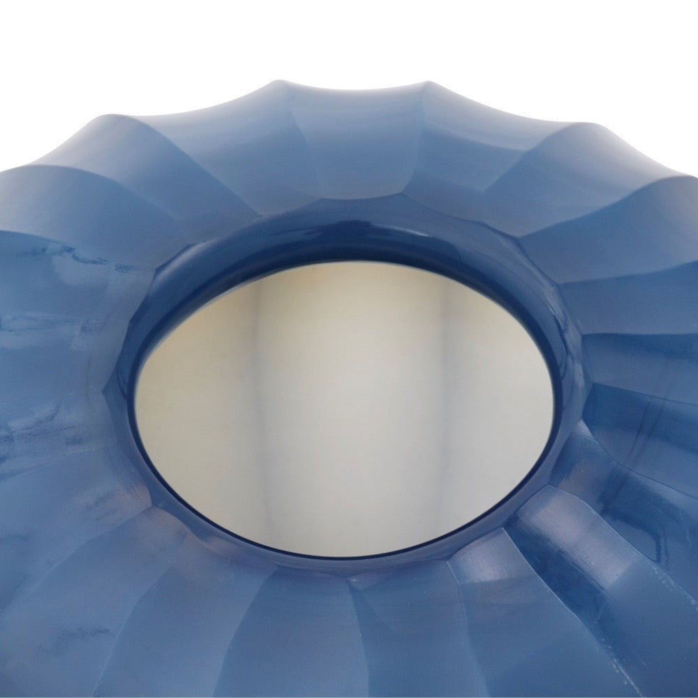 hand blown glass round vase opalescent smoke blue