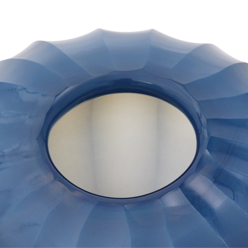 hand blown glass round vase opalescent smoke blue