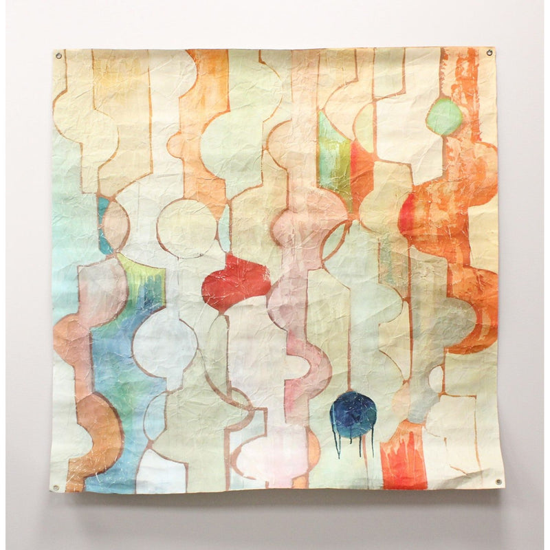 geometric modern paper wall art orange aqua pink