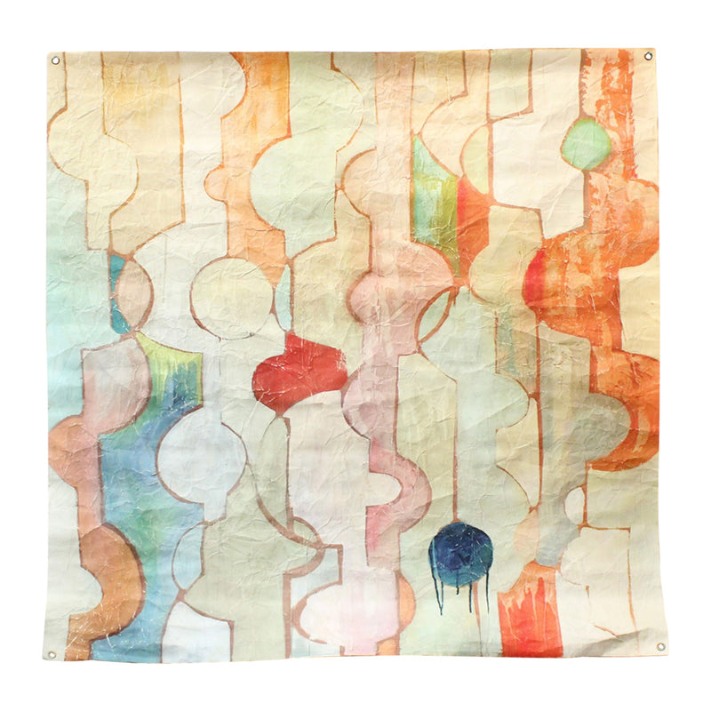 geometric modern paper wall art orange aqua pink