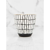 black and white decorative print cups gold rim