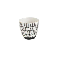 black and white decorative print cups gold rim