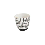black and white decorative print cups gold rim