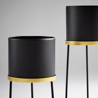 black gold round planter stand