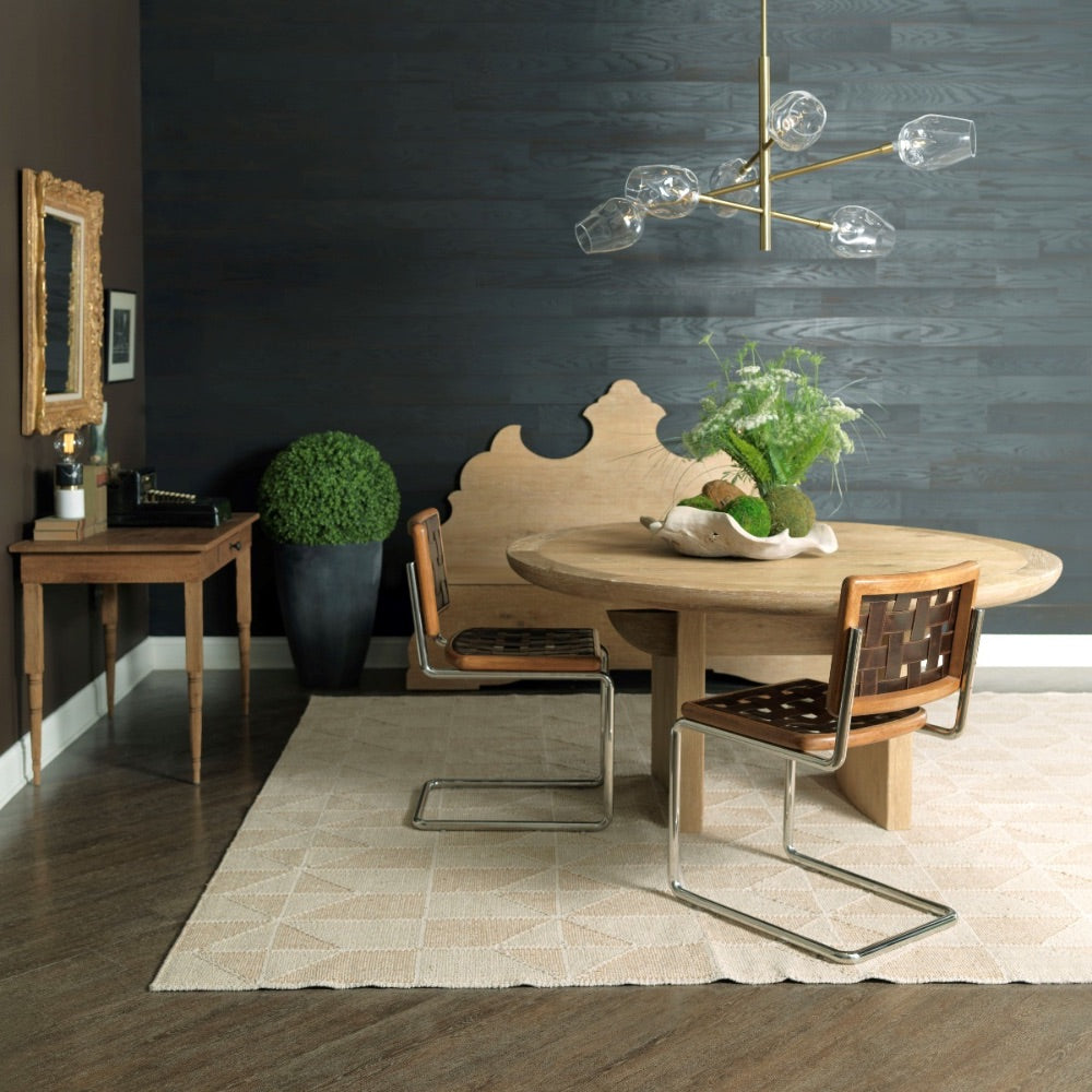 brown leather polished nickel chair oak