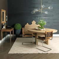 brown leather polished nickel chair oak