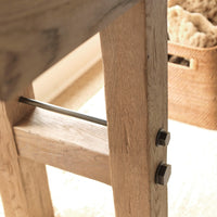 console table breadboard finish oak solids storage drawers natural