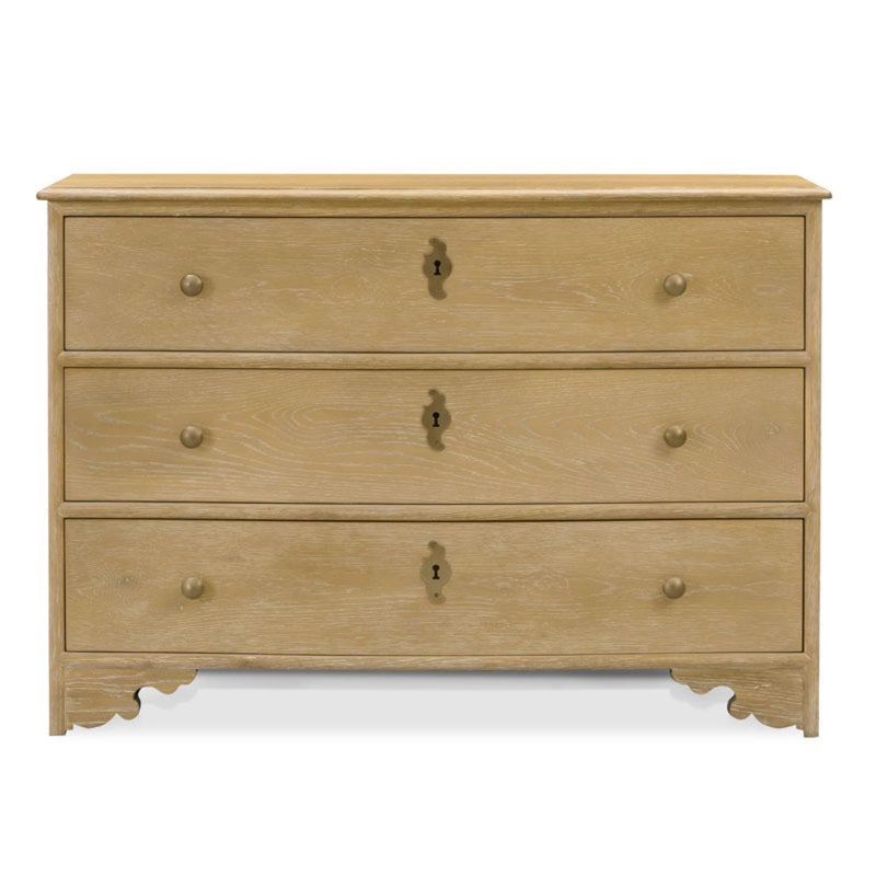 storage chests three drawer oak solid veneer bronze hardware