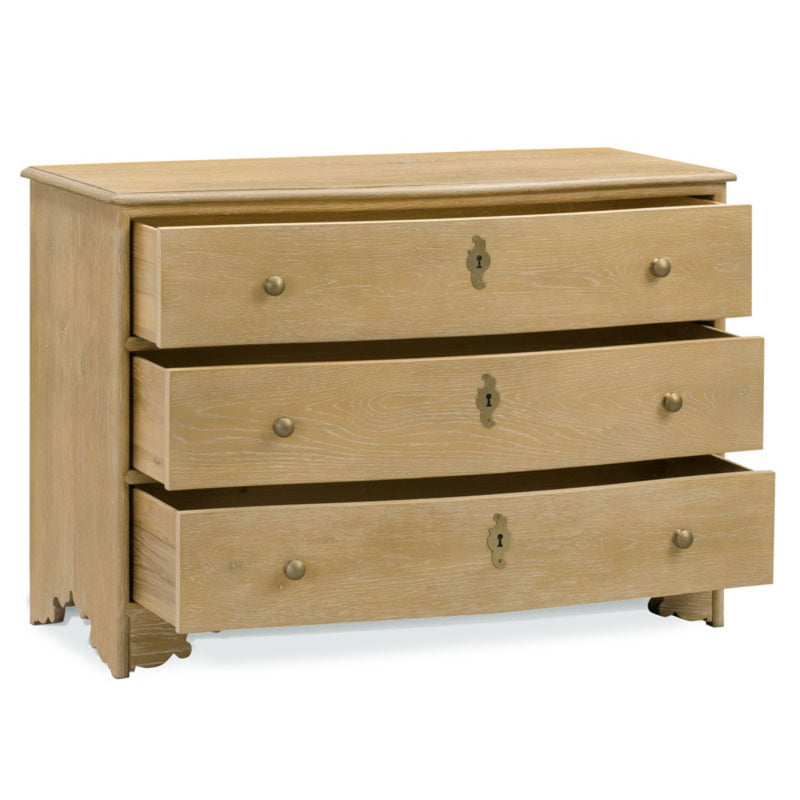 storage chests three drawer oak solid veneer bronze hardware