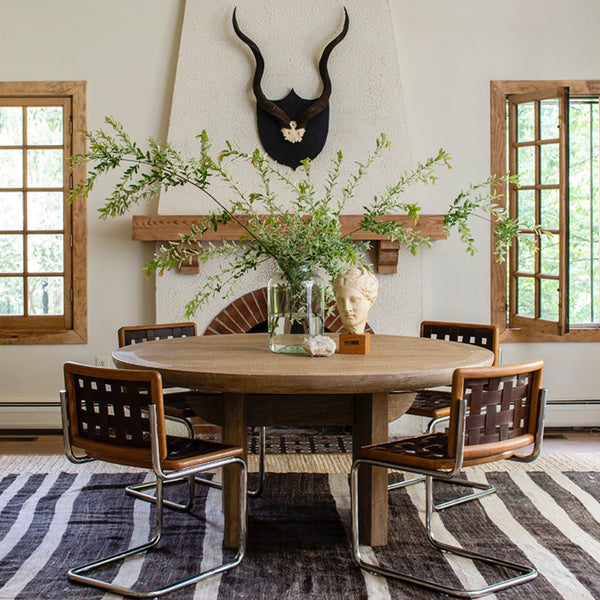 brown leather polished nickel chair oak