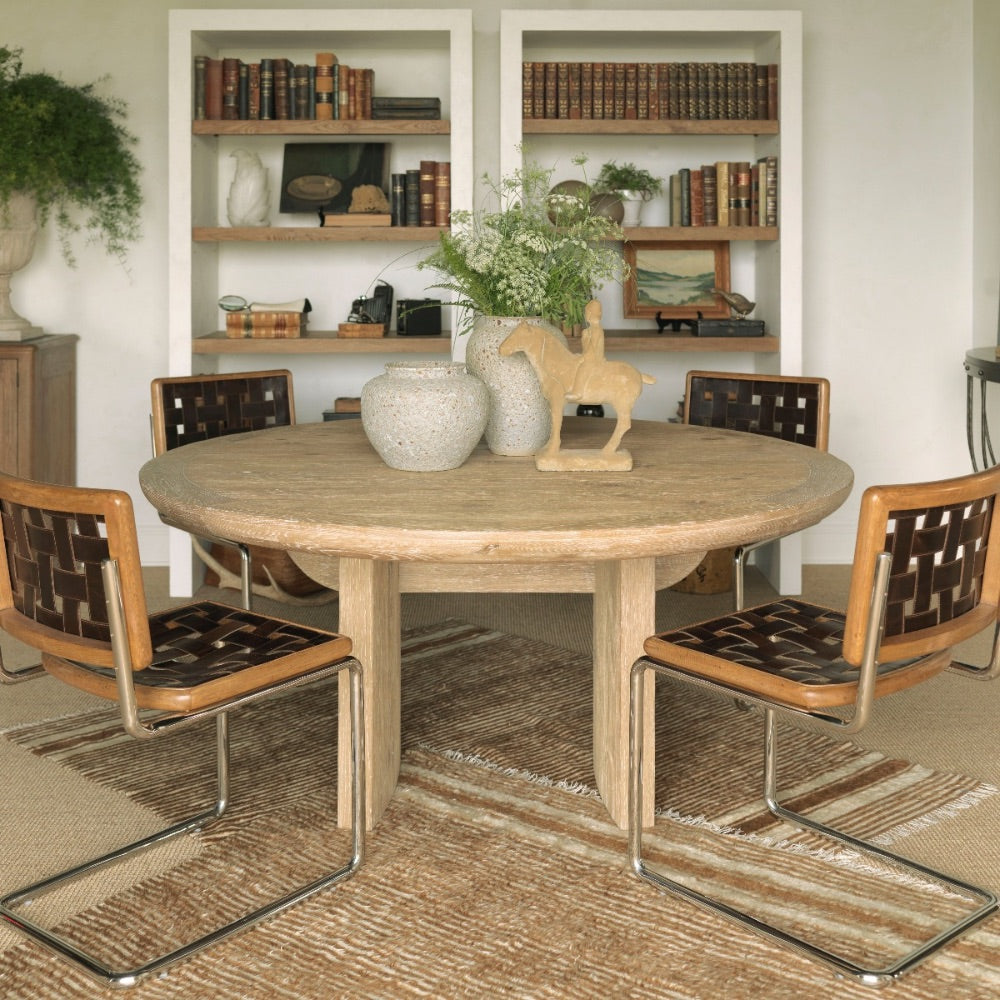 round dining table lime wash natural oak