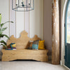 limewash finish wood bench natural carved