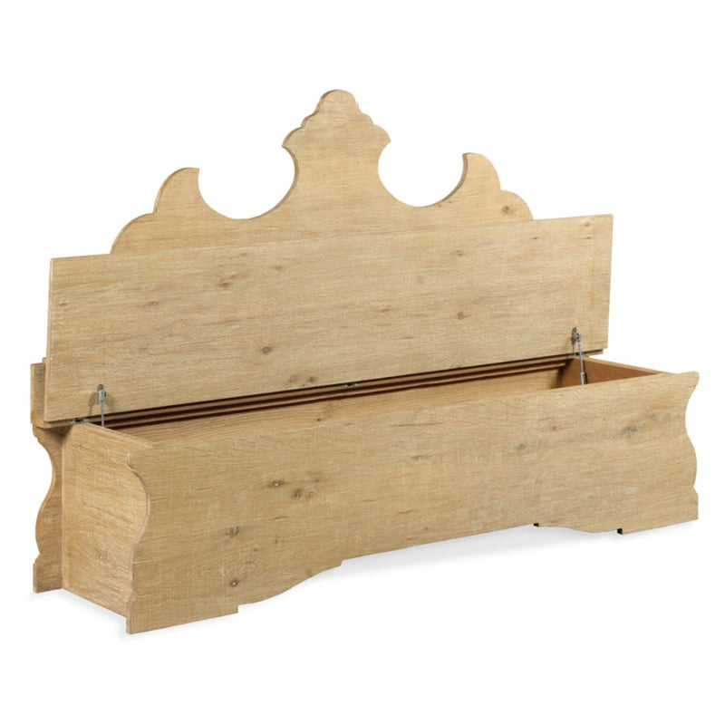 limewash finish wood bench natural carved